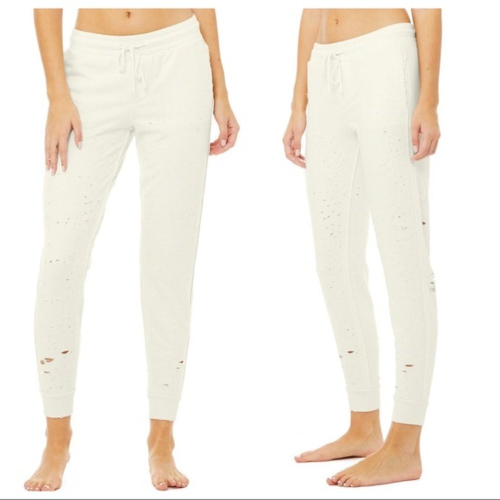 NEW! ALO Yoga Distressed Lounge Sweatpants Joggers - Picture 2 of 6